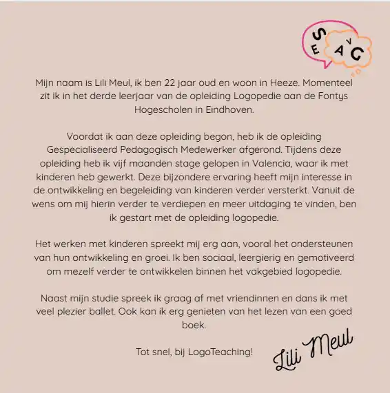 voorstellen stagiaire Lili Meul LogoTeaching
